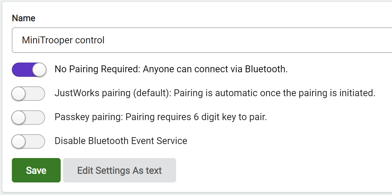 MakeCode settings