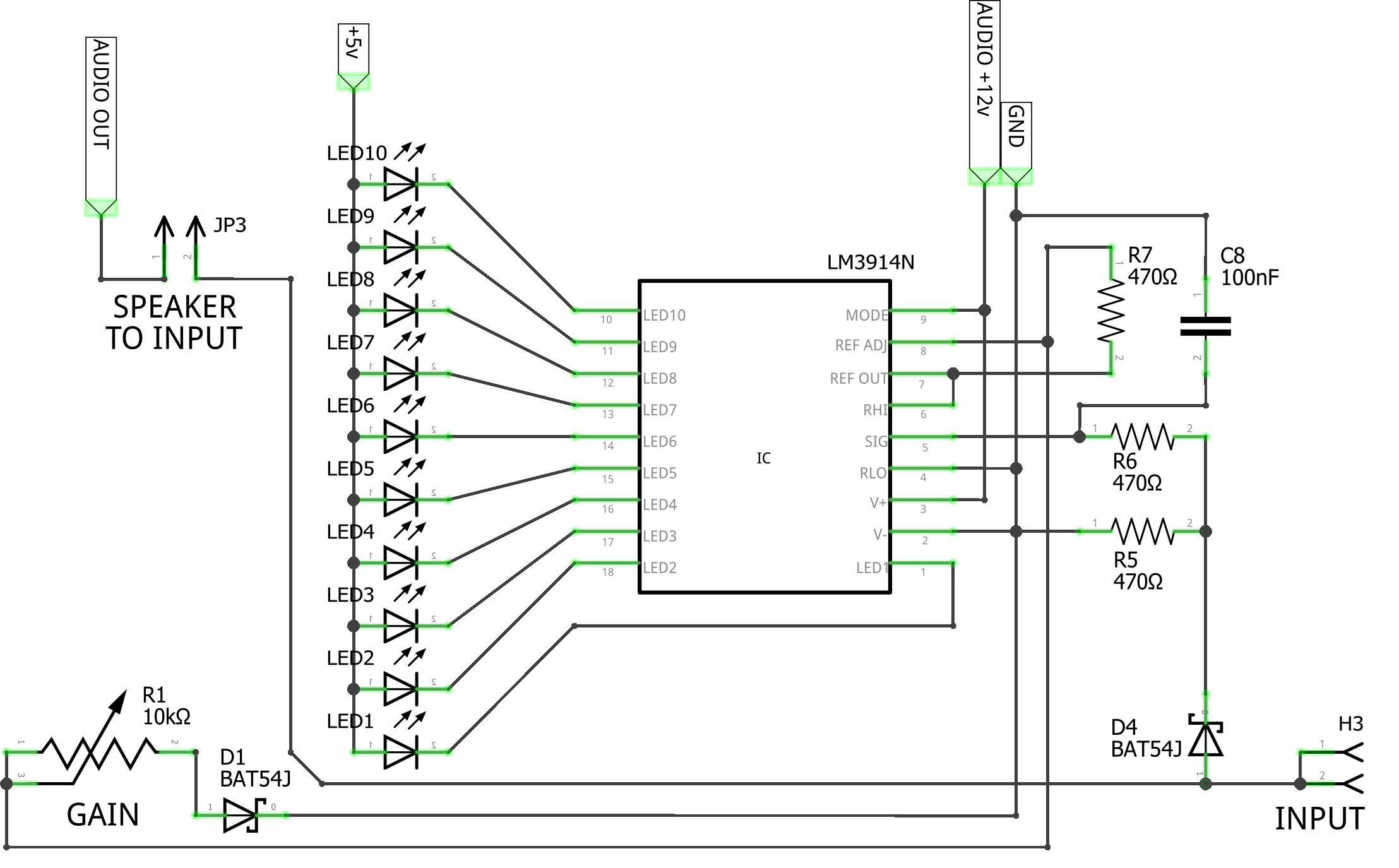 Audio side panel VU meter schematic