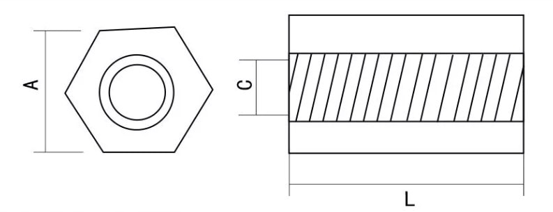 Threaded nylon spacer dimensions