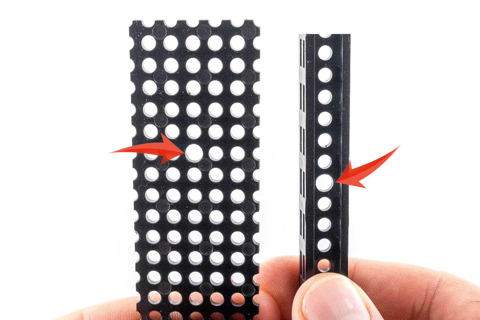 Drilled 4mm holes in plastic parts